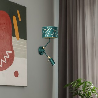 Kinkiet ZIGGY GREEN Gold/Bottle green 1xE27 + 1x mini GU10