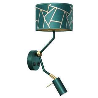 Kinkiet ZIGGY GREEN Gold/Bottle green 1xE27 + 1x mini GU10