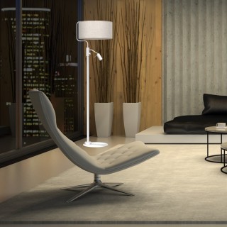 Lampa podłogowa LINO BIEL/LEN 1xE27 + 1x mini GU10