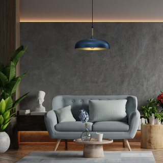 Lampa wisząca LINCOLN BLUE/GOLD 1xE27