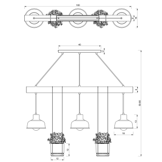 Lampa wisząca FLORA 3xE27