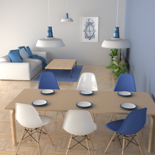 Lampa wisząca ENZO WHITE/BLUE 1xE27