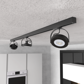Zestaw Szynoprzewód 3x Lugar (AR111-GU10) + Prowadnica 1,5m - Czarny
