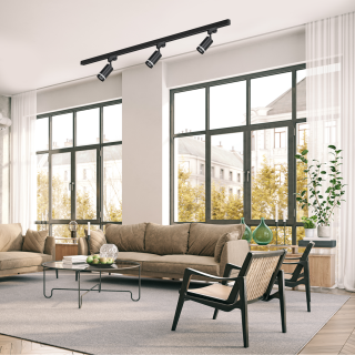 Zestaw szynoprzewód 3x Pipe Ring GU10 + prowadnica 1,5m - czarny