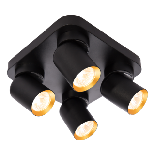 Lampa Sufitowa Andy 4xGU10 Kwadrat Czarny + Złoty