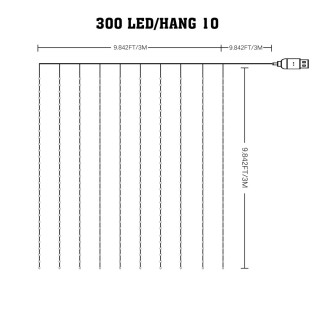 Kurtyna Wizard Pchełka 3x3m 300LED RGB