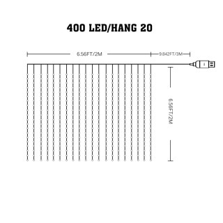 Kurtyna Wizard Kulka 2x2m 400LED RGB