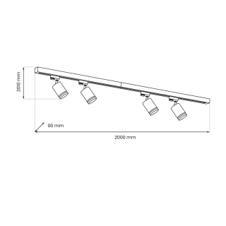 Zestaw Szynoprzewód 4xPipe Ring GU10 + prowadnica 2x1m + złączki - Biały