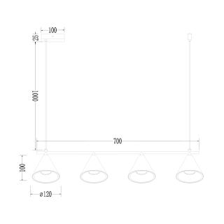 Lampa wisząca Cone Złoty 4xGU10