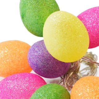 DUŻE PLASTIKOWE JAJKA WIELKANOCNE LED Z BROKATEM KOLOROWE 1 Zielone