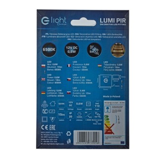 LUMI. Barwa: Zimmy Biały 6500K. PIR. 12V