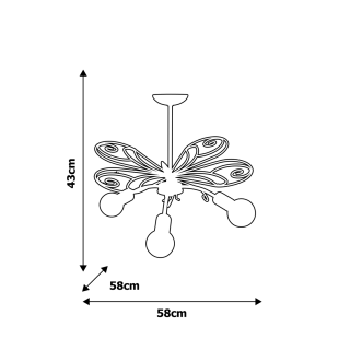 Żyrandol MOTYL 2 PINK 3xE27